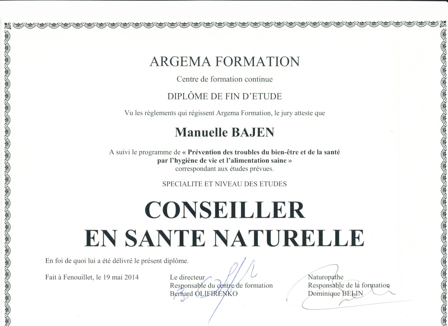 Certificat de Naturopathie